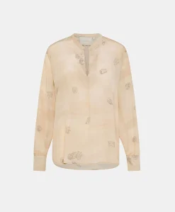 Donne Momonì Bluse E Camicie-Blusa Alisha In Crepe De Chine - Beige Multicolor