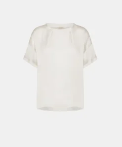 Donne Momonì Bluse E Camicie-Blusa Alonso In Seta Unita - Crema