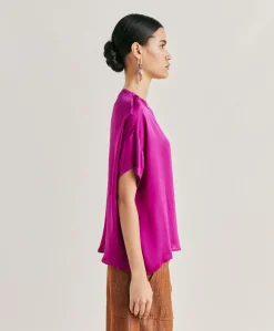 Donne Momonì Bluse E Camicie-Blusa Alonso In Seta Unita - Ciclamino
