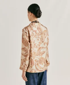 Donne Momonì Bluse E Camicie-Blusa Ambroise In Twill Di Seta - Cipria Multicolor