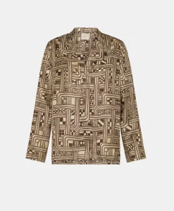 Donne Momonì Bluse E Camicie-Blusa Ambroise In Twill Di Seta - Beige/ Tabacco