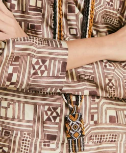 Donne Momonì Bluse E Camicie-Blusa Ambroise In Twill Di Seta - Beige/ Tabacco