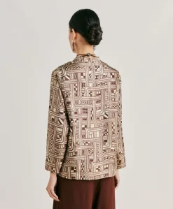 Donne Momonì Bluse E Camicie-Blusa Ambroise In Twill Di Seta - Beige/ Tabacco