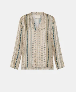 Donne Momonì Bluse E Camicie-Blusa Ambroise In Twill Di Seta - Sabbia Multicolor