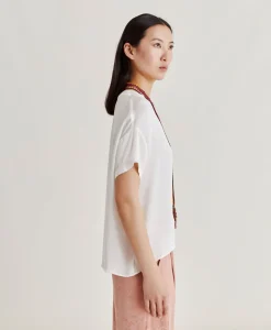 Donne Momonì Completi E Talleur-Blusa Curacao In Acetato Seta - Panna
