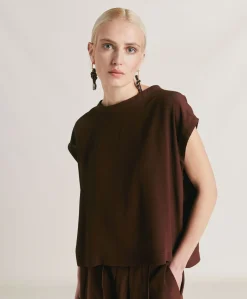 Donne Momonì Bluse E Camicie-Blusa Curacao In Acetato Seta - Cioccolato