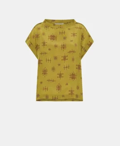 Donne Momonì Bluse E Camicie-Blusa Curacao In Crepe De Chine - Lime/Vino