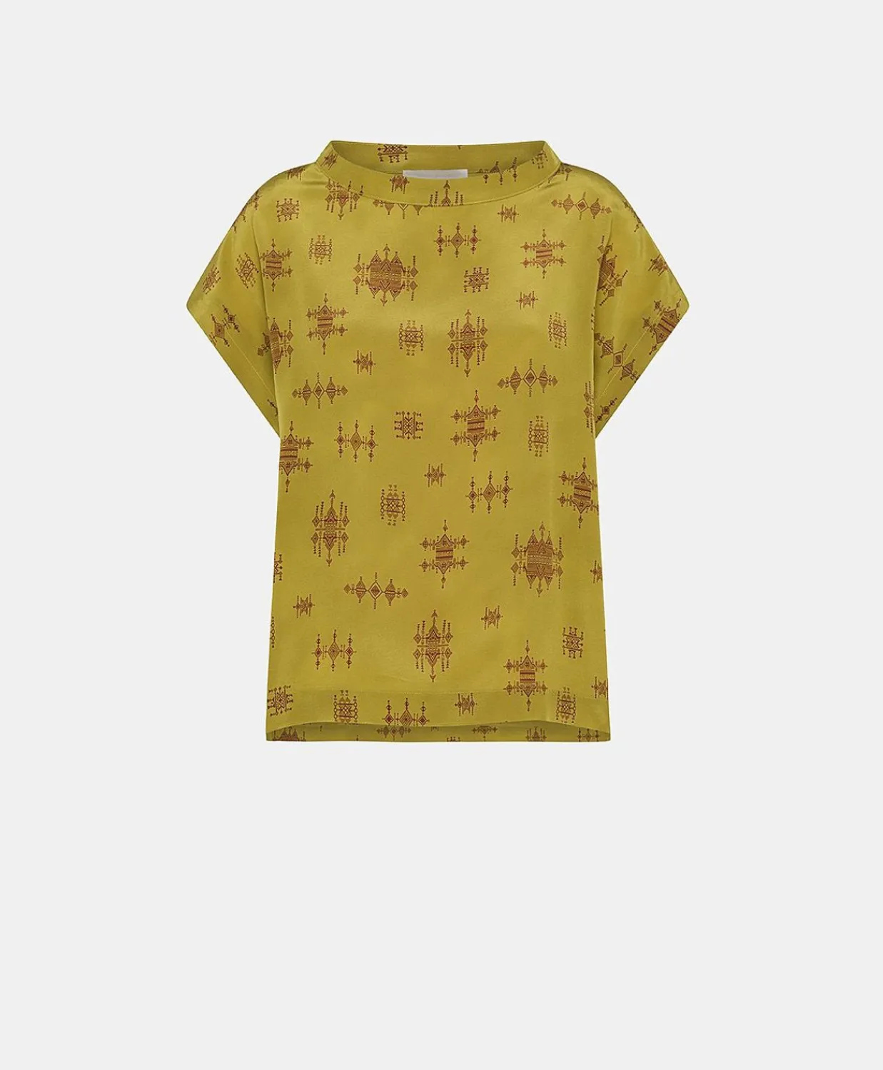 Donne Momonì Bluse E Camicie-Blusa Curacao In Crepe De Chine - Lime/Vino
