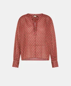 Donne Momonì Bluse E Camicie-Blusa Gipsofilia In Voile Di Cotone Stampato - Rosso
