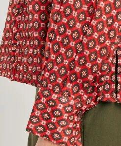 Donne Momonì Bluse E Camicie-Blusa Gipsofilia In Voile Di Cotone Stampato - Rosso