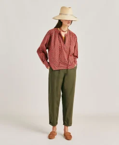 Donne Momonì Bluse E Camicie-Blusa Gipsofilia In Voile Di Cotone Stampato - Rosso