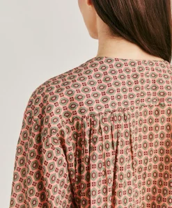 Donne Momonì Bluse E Camicie-Blusa Gipsofilia In Voile Di Cotone Stampato - Corallo