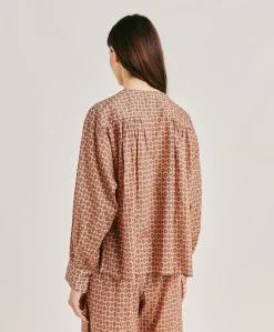 Donne Momonì Bluse E Camicie-Blusa Gipsofilia In Voile Di Cotone Stampato - Corallo