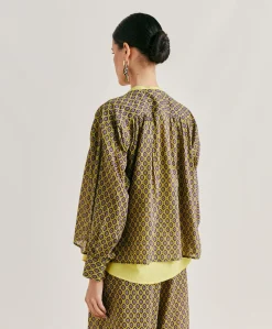 Donne Momonì Bluse E Camicie-Blusa Gipsofilia In Voile Di Cotone Stampato - Olio