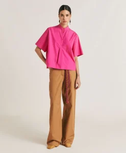 Donne Momonì Bluse E Camicie-Blusa Mialli In Popeline - Fucsia