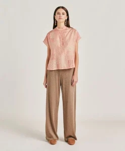 Donne Momonì Bluse E Camicie-Blusa Paso In Haboutai Di Seta - Panna/Corallo