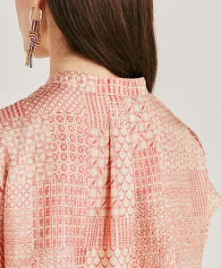 Donne Momonì Bluse E Camicie-Blusa Paso In Haboutai Di Seta - Panna/Corallo