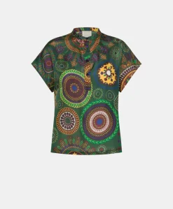 Donne Momonì Bluse E Camicie-Blusa Paso In Haboutai Di Seta - Verdone Multicolor