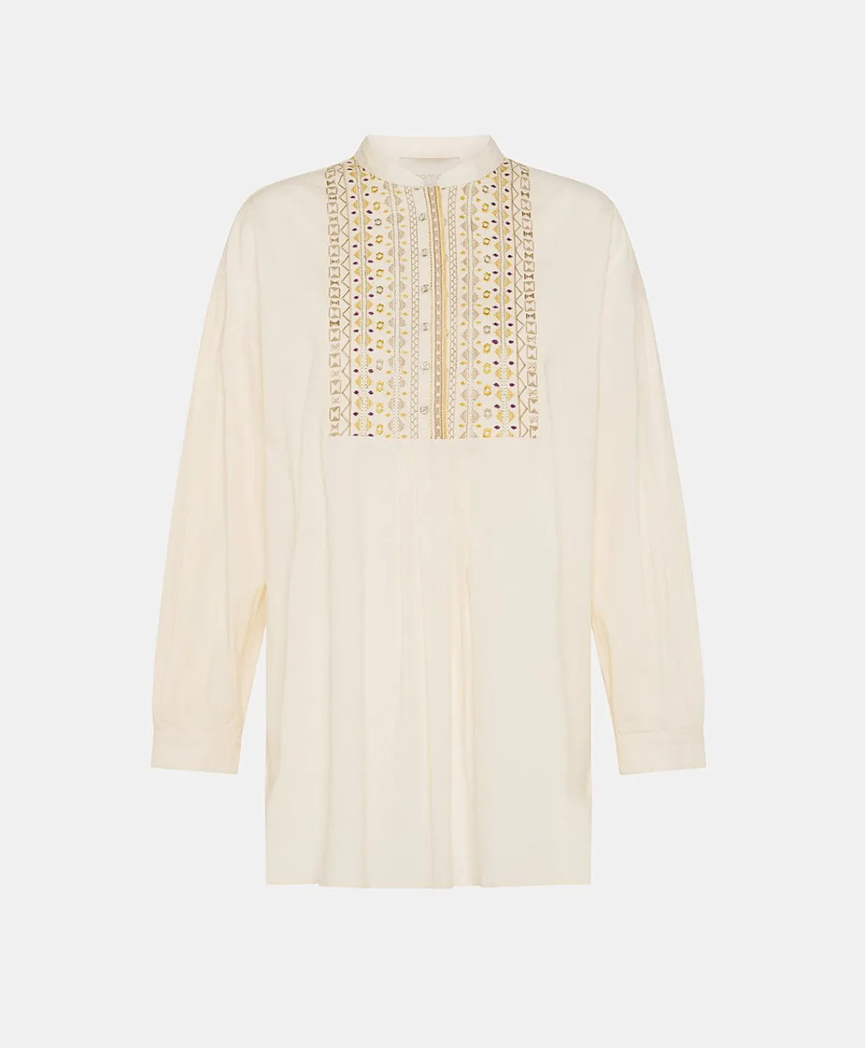 Donne Momonì Bluse E Camicie-Blusa Raphael Con Voile Di Cotone Ricamato - Panna