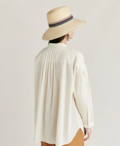 Donne Momonì Bluse E Camicie-Blusa Raphael Con Voile Di Cotone Ricamato - Panna