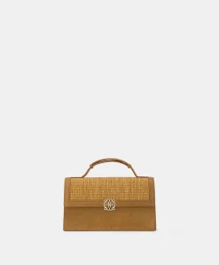 Donne Momonì Borse E Pochette-Borsa A Tracolla Sophie In Pelle Lame' E Raffia - Caramello