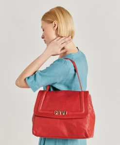 Donne Momonì Borse E Pochette-Borsa Flore Bag In Pelle - Rosso