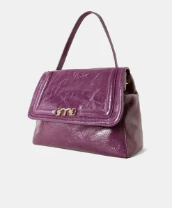 Donne Momonì Borse E Pochette-Borsa Flore In Pelle Naplack - Mirtillo
