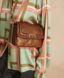 Donne Momonì Borse E Pochette-Borsa Mimi Flore In Pelle Laminata - Bronzo
