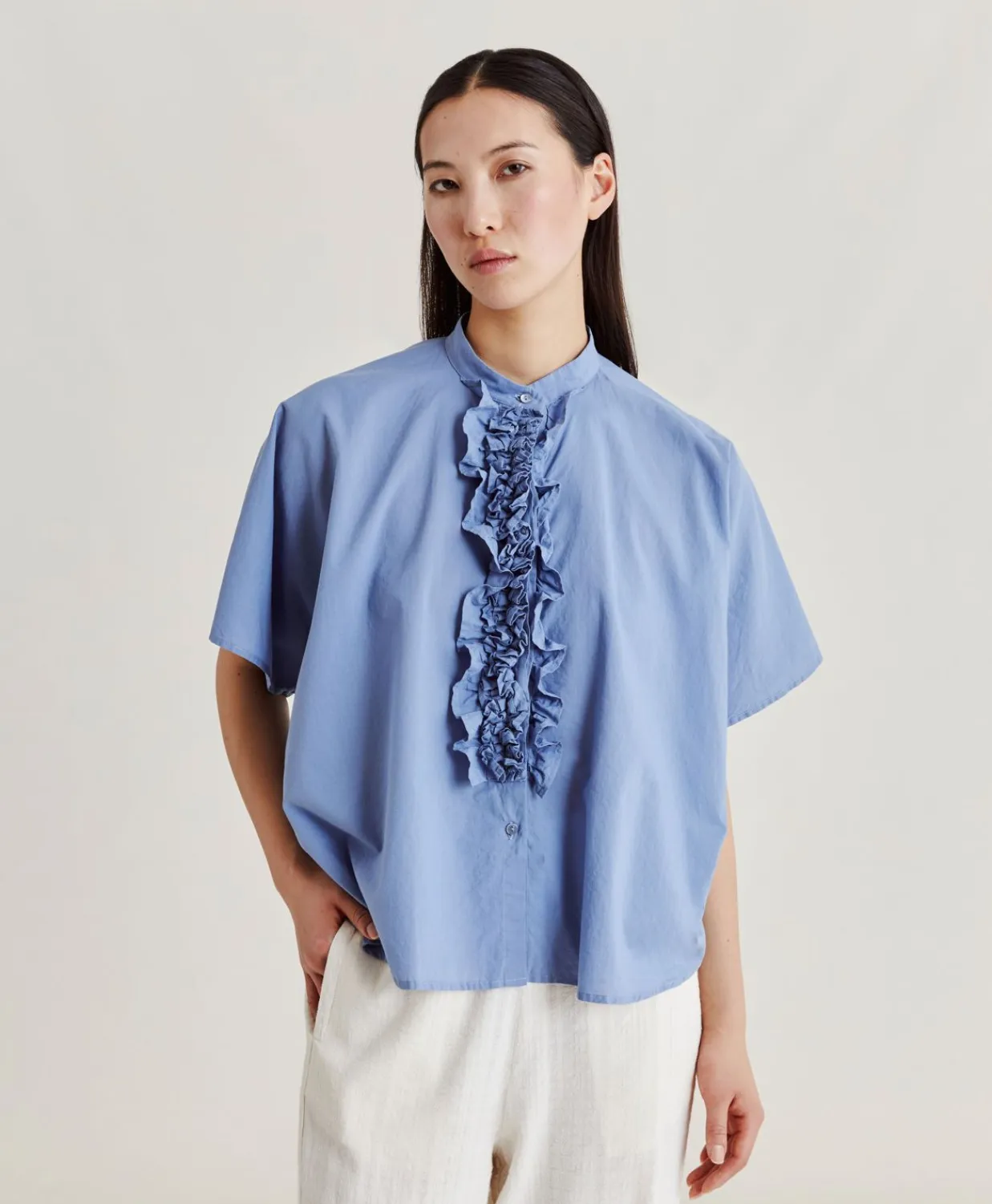 Donne Momonì Bluse E Camicie-Camica Berenice Con Voile Di Cotone - Polveroso