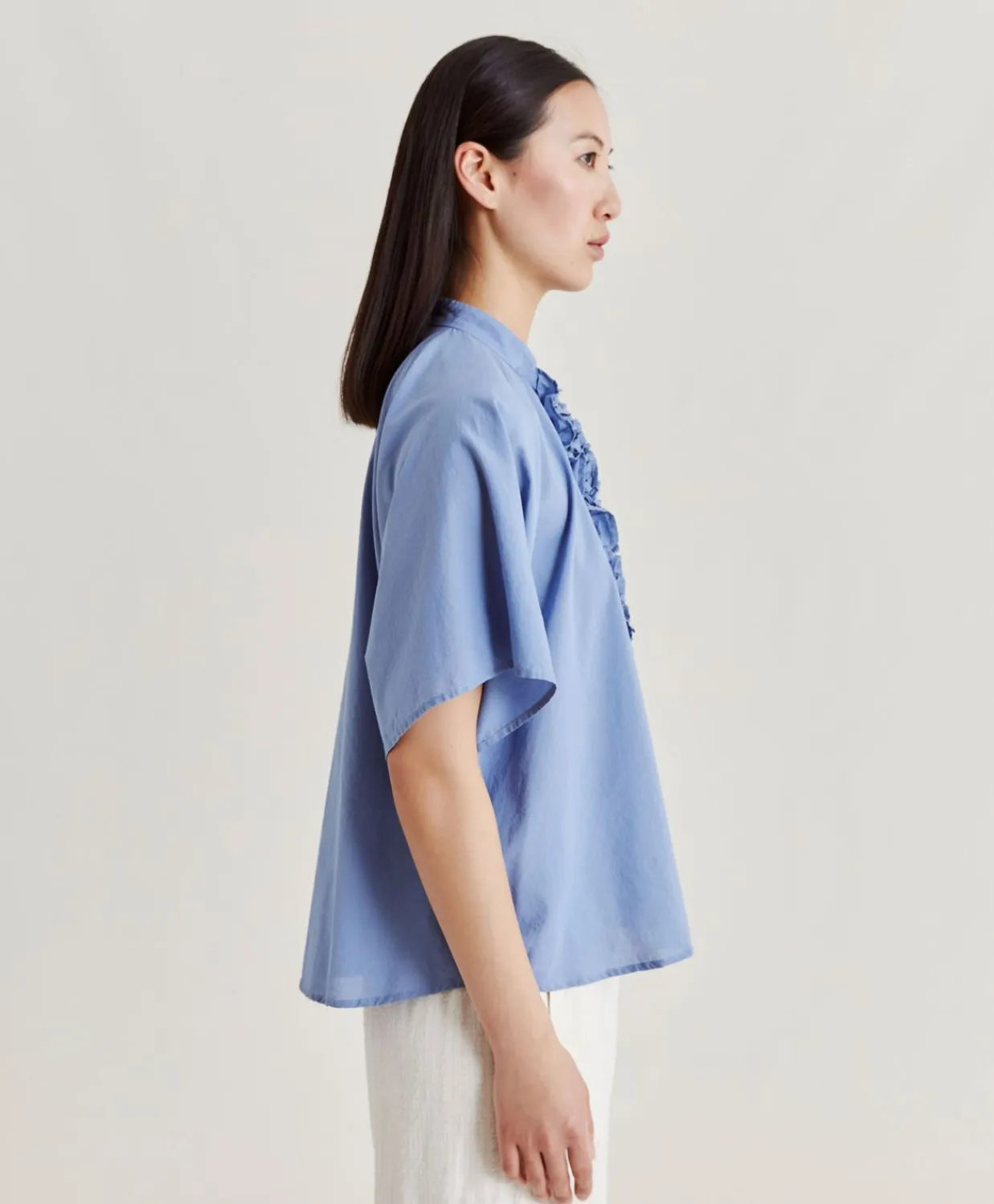 Donne Momonì Bluse E Camicie-Camica Berenice Con Voile Di Cotone - Polveroso