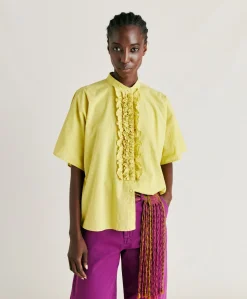 Donne Momonì Bluse E Camicie-Camica Berenice Con Voile Di Cotone - Acido