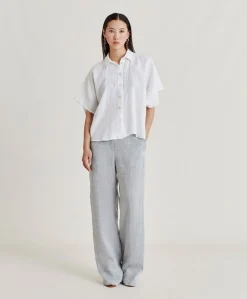 Donne Momonì Bluse E Camicie-Camica Elafonissi In Lino - Bianco Ottico