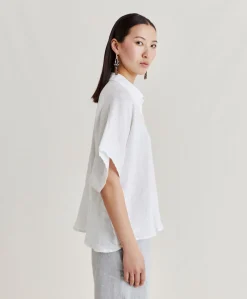 Donne Momonì Bluse E Camicie-Camica Elafonissi In Lino - Bianco Ottico