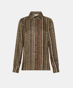 Donne Momonì Bluse E Camicie-Camicia Arles In Twill Di Seta - Nero Multicolor