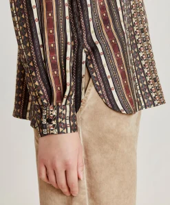 Donne Momonì Bluse E Camicie-Camicia Arles In Twill Di Seta - Nero Multicolor