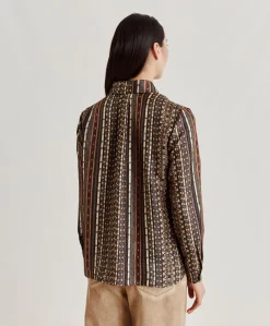 Donne Momonì Bluse E Camicie-Camicia Arles In Twill Di Seta - Nero Multicolor