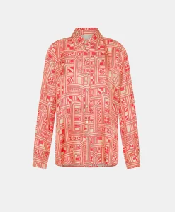 Donne Momonì Completi E Talleur-Camicia Arles In Twill Di Seta - Beige/ Corallo