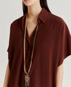 Donne Momonì Bluse E Camicie-Camicia Brooklyn In Acetato Seta - Cioccolato