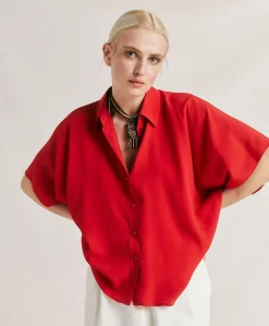 Donne Momonì Bluse E Camicie-Camicia Brooklyn In Acetato Seta - Azalea