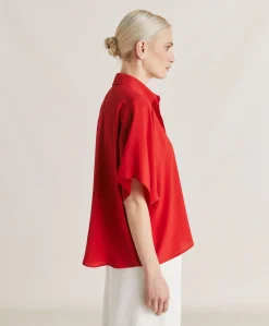 Donne Momonì Bluse E Camicie-Camicia Brooklyn In Acetato Seta - Azalea