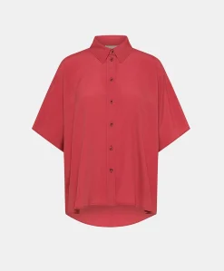 Donne Momonì Bluse E Camicie-Camicia Brooklyn In Acetato Seta - Amaranto
