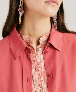 Donne Momonì Bluse E Camicie-Camicia Brooklyn In Acetato Seta - Amaranto