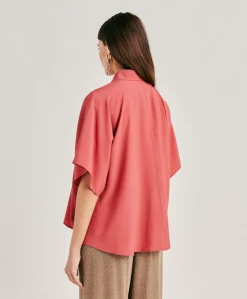 Donne Momonì Bluse E Camicie-Camicia Brooklyn In Acetato Seta - Amaranto