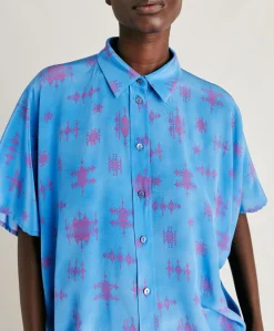Donne Momonì Completi E Talleur-Camicia Brooklyn In Crepe De Chine - Bluette/Fucsia