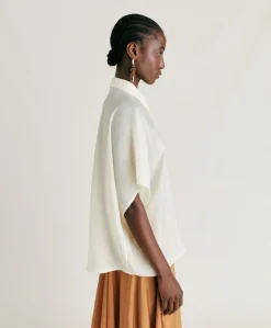 Donne Momonì Completi E Talleur-Camicia Brooklyn In Cupro Jacquard - Panna