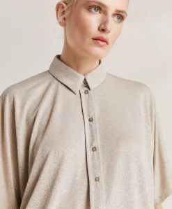 Donne Momonì Bluse E Camicie-Camicia Brooklyn In Jersey Lurex - Sabbia
