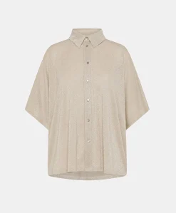 Donne Momonì Bluse E Camicie-Camicia Brooklyn In Jersey Lurex - Sabbia