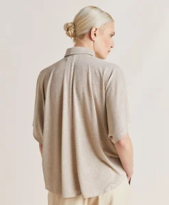 Donne Momonì Bluse E Camicie-Camicia Brooklyn In Jersey Lurex - Sabbia