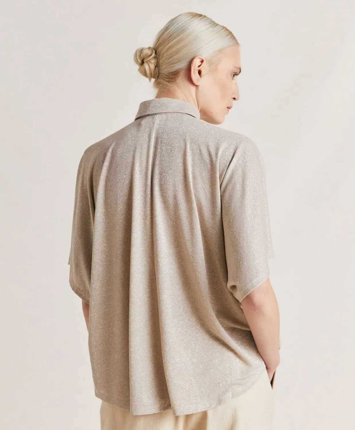 Donne Momonì Bluse E Camicie-Camicia Brooklyn In Jersey Lurex - Sabbia