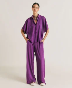 Donne Momonì Bluse E Camicie-Camicia Brooklyn In Jersey Lurex - Ciclamino